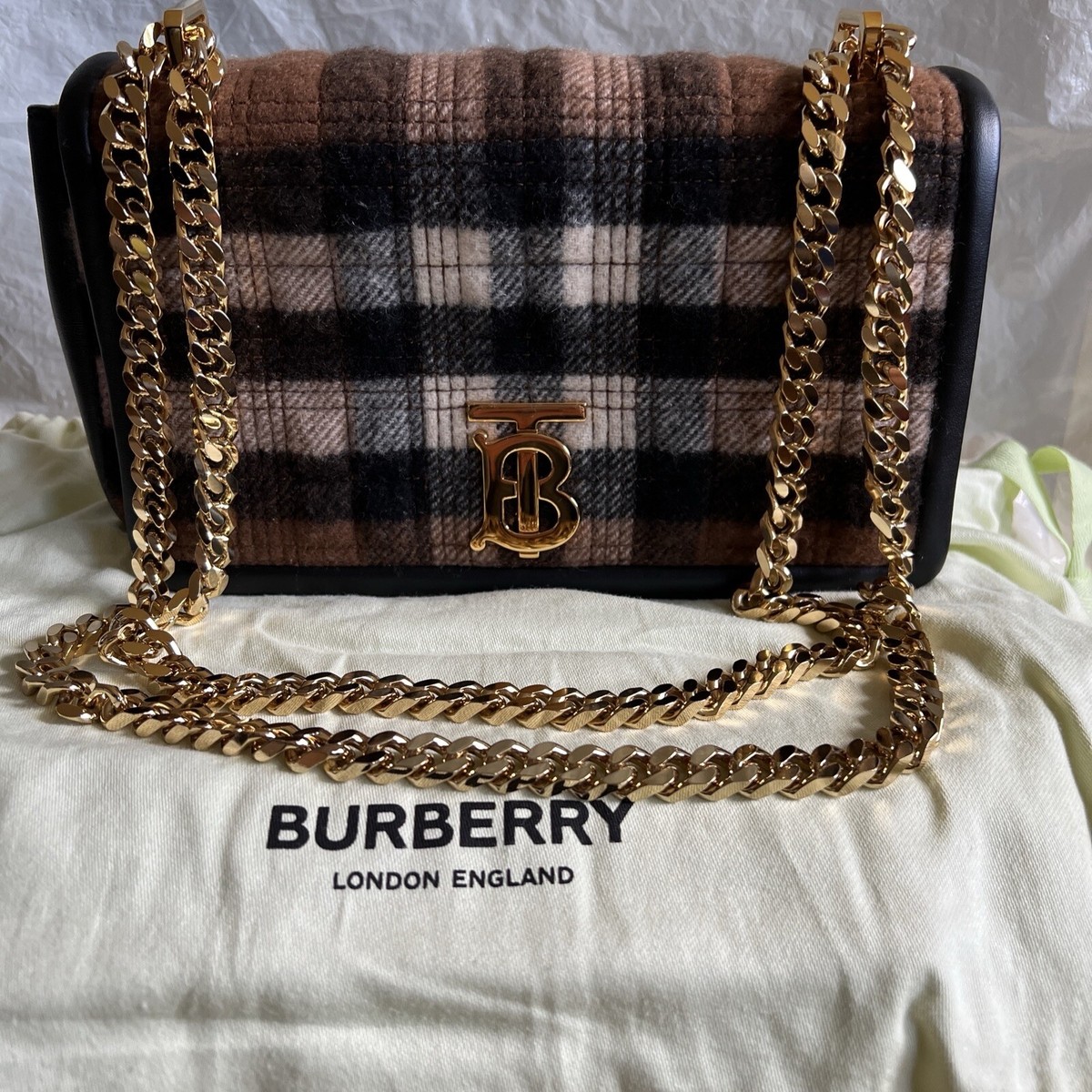 BURBERRY SMALL QUILTED CHECK CASHMERE LOLA BAG 24010107 | eBay