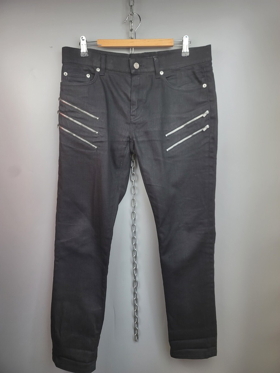 Saint Laurent Hedi Slimane D02 5 Zip Denim Jeans Pants Black Mens