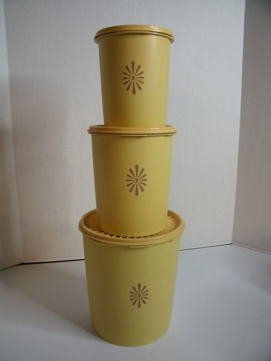 Vintage Tupperware 805-5, 809-4, 811-1 Yellow Harvest Containers W
