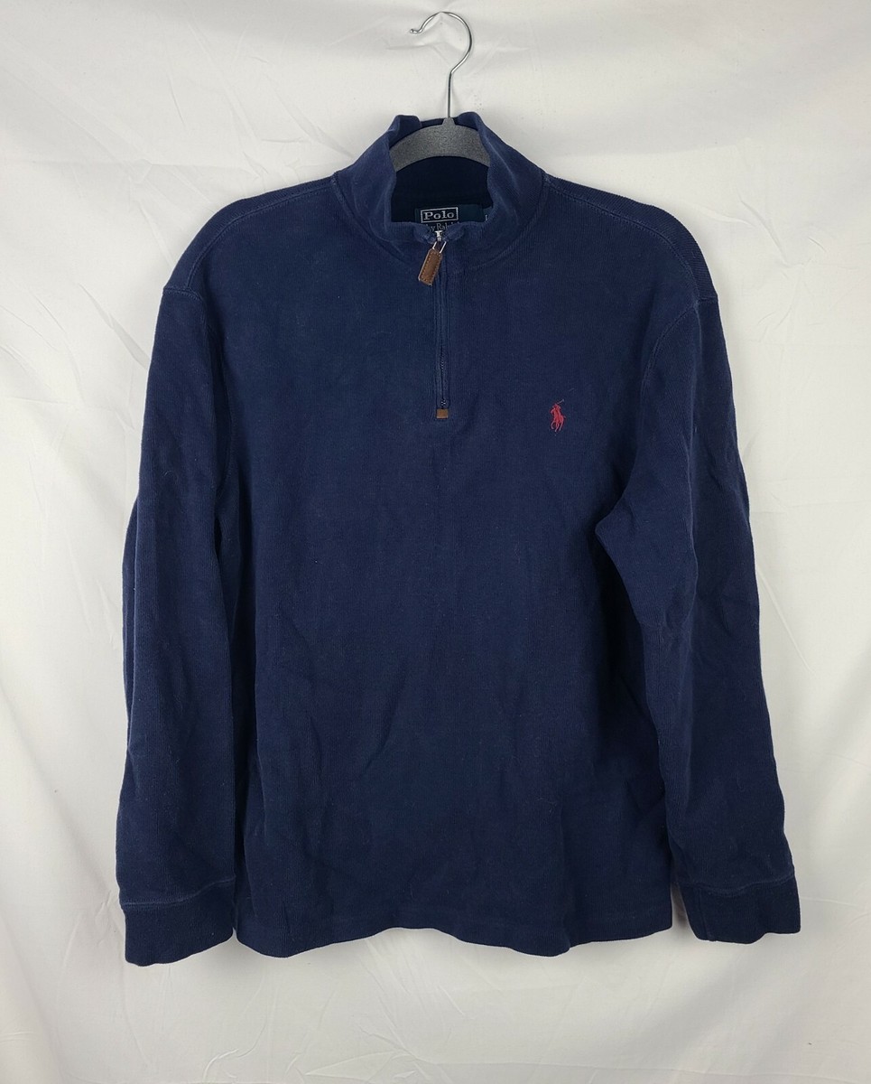 Polo Ralph Lauren Preppy Knit Men's Navy Blue 1/4 Zip Pullover