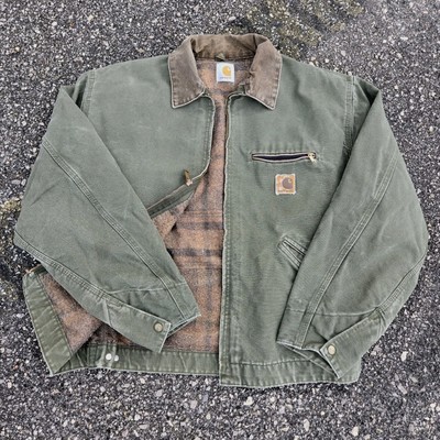 Vtg Carhartt J97 MOS Detroit Canvas Jacket Flannel Blanket Lined
