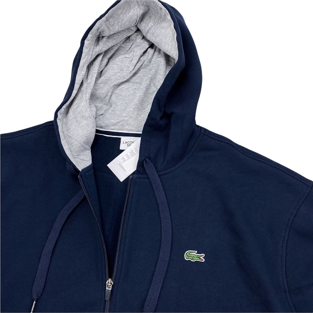 Lacoste SPORT Men's Big & Tall Fleece Full Zip Hoodie Navy Blue