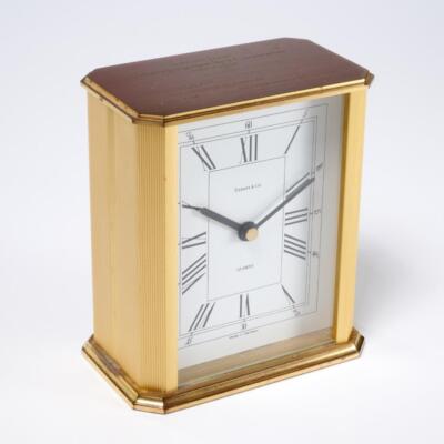 Tiffany and Co Brass Quartz Germany Roman Numeral Desk Mantle