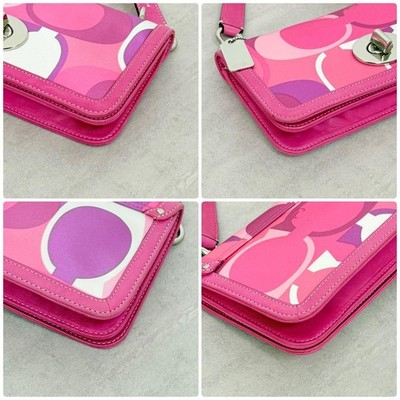 Coach Pink Optic Limited Edition Signature Bag with Charm, Y2K