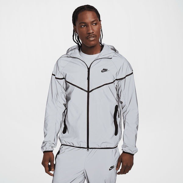 Men's Size (S) Nike Tech Woven Flash Jacket Reflective Silver