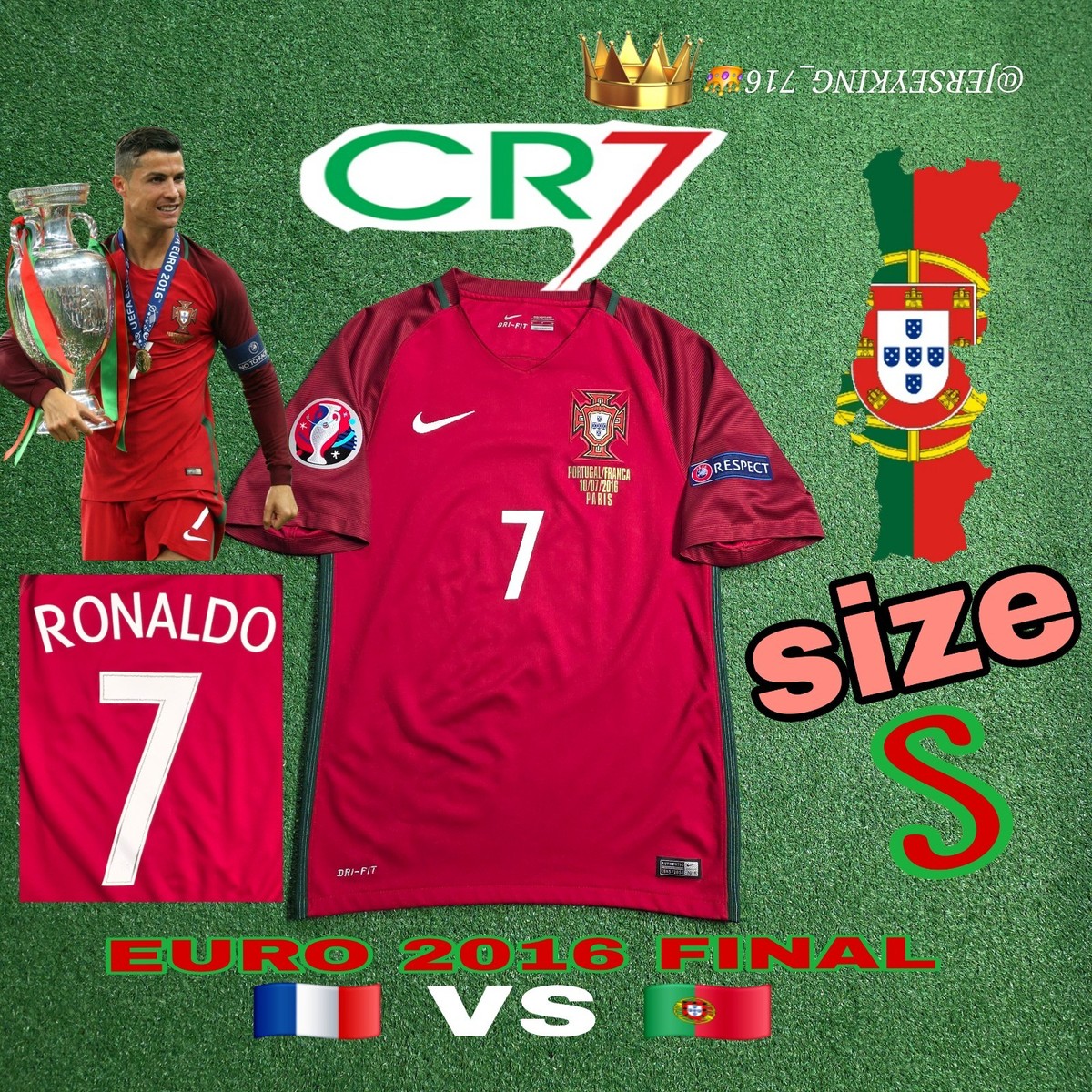 🇵🇹Nike Portugal FPF Cristiano Ronaldo #7 Euro 2016 Final Jersey