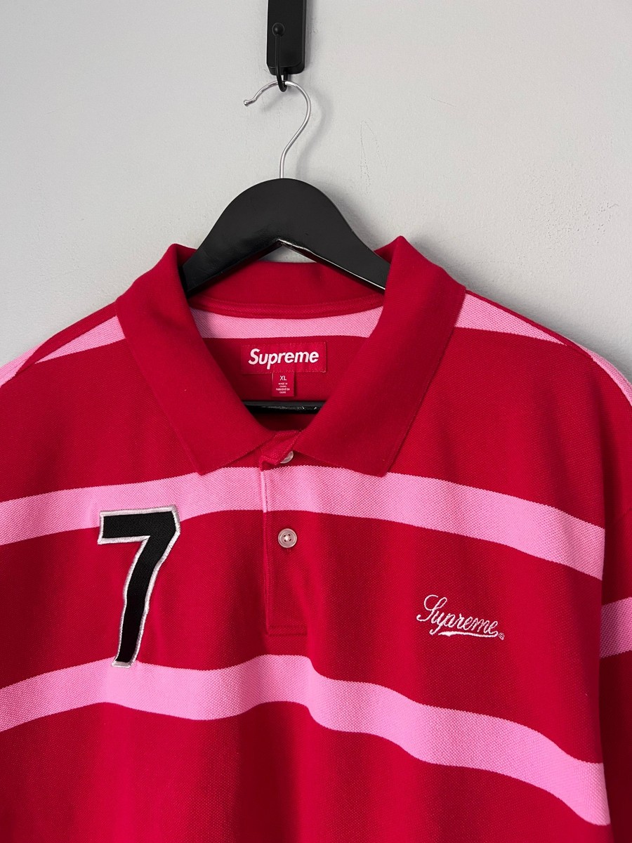 Supreme Cursive Polo - Size XL - Red Stripe - NEW | eBay
