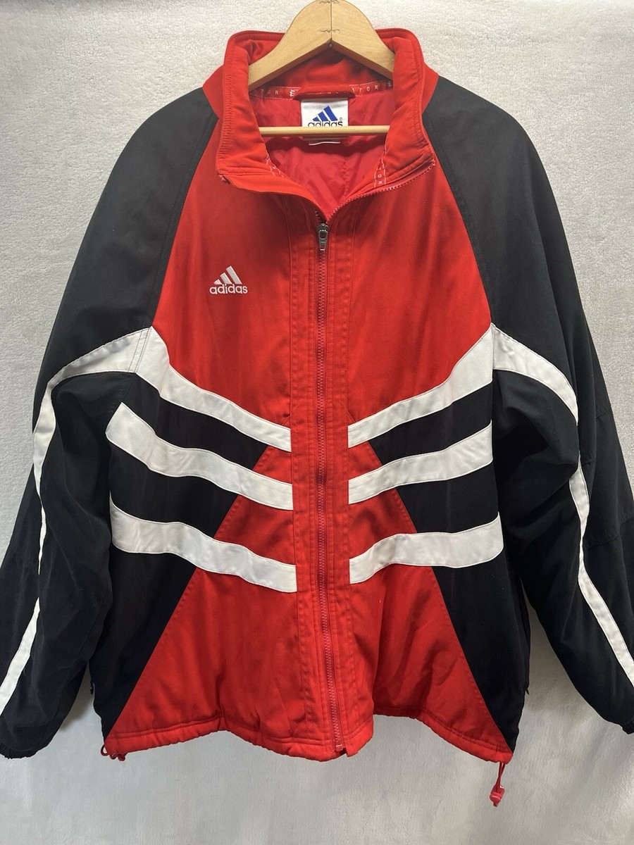 Rare 90s Adidas Predator Soccer Quarter Zip Jacket Size Large Red