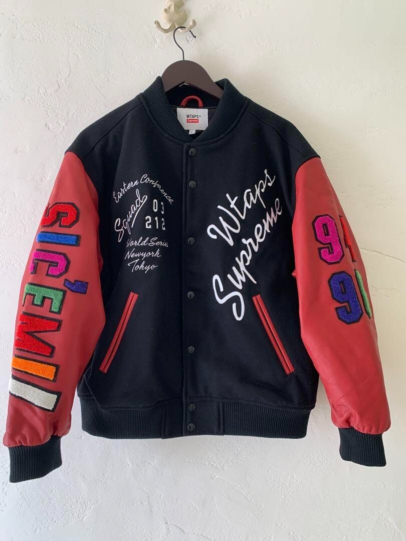 Supreme WTAPS Varsity Jacket Black Large Size | eBay