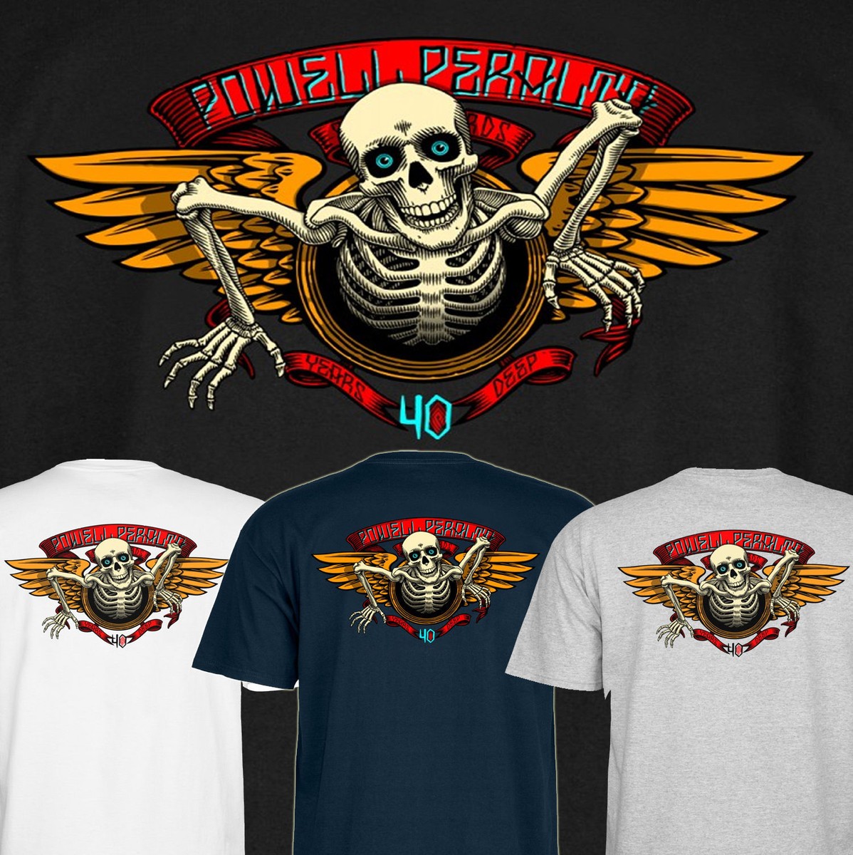 POWELL PERALTA 40th Anniversary Winged Ripper Skateboard Tee Shirt