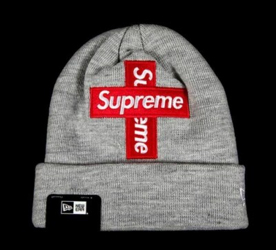 Supreme New Era Cross Box Logo Beanie Heather Grey FW20 | eBay
