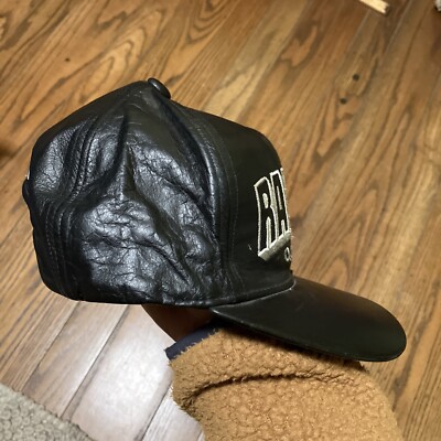 VINTAGE 90s NFL Oakland Raiders Pro Elite Slingback Leather Hat