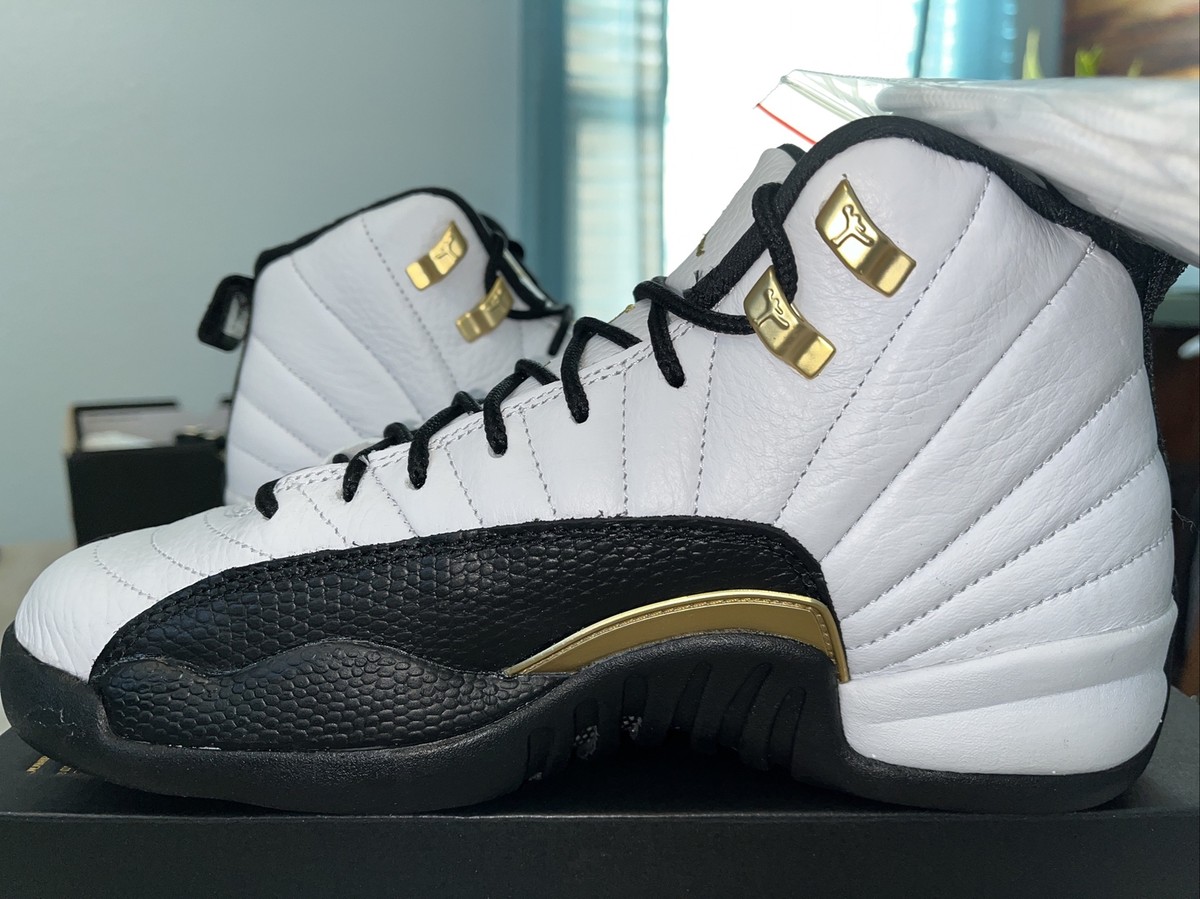 Nike Air Jordan 12 Retro ( GS )White Black Gold 153265 170 Size