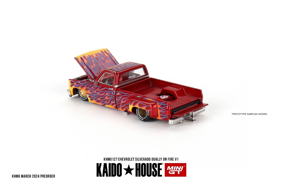 Kaido House x Mini GT 1:64 Chevrolet Silverado Dually on Fire V1