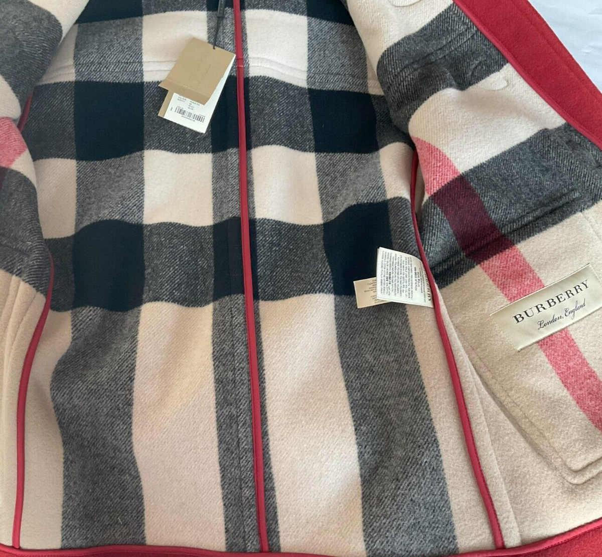 Burberry Burwood Men's Wool Duffle Coat- Parade Red US 40 / EU 50