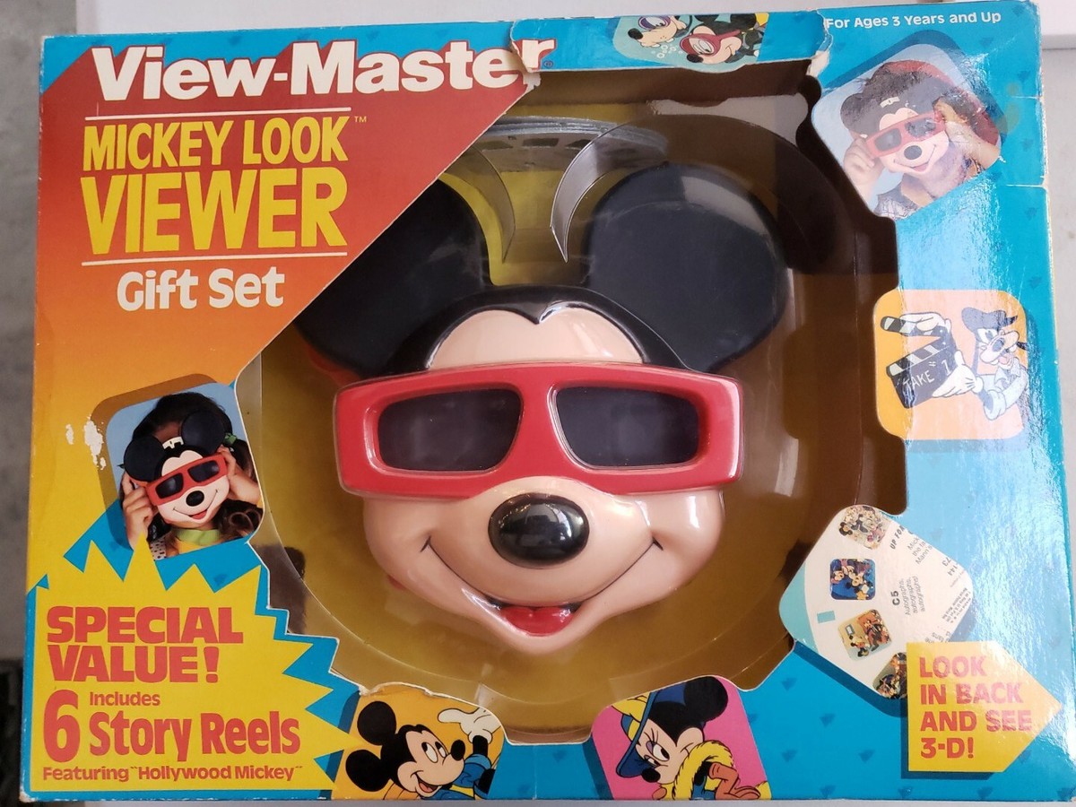 1989 Tyco View-Master 3-D Mickey Mouse Look Viewer Gift Set Disney