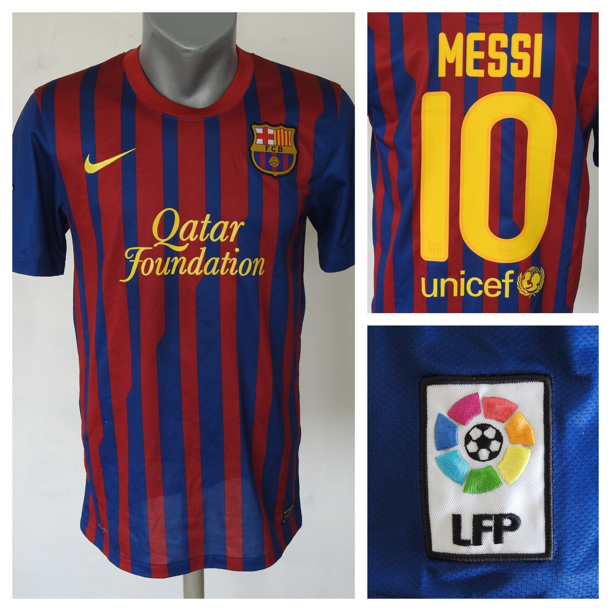 Barcelona 2011 Home Jersey #10 Messi Nike Red Blue Shirt Size S