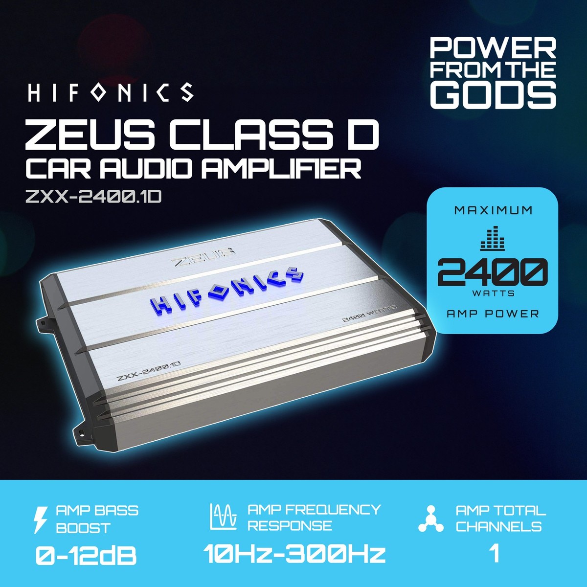 Hifonics ZXX-2400.1D 2400W 1 Ohm Mono Channel Class D Car