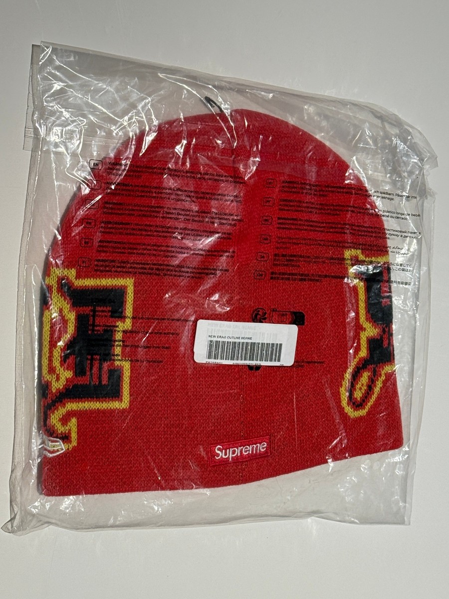 Supreme X New Era Outline Beanie Red w/ red box logo FW25 (IN HAND