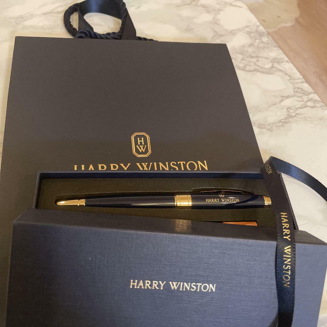 HARRY WINSTON Original Novelty Navy/Gold Twisted Ballpoint Pen w