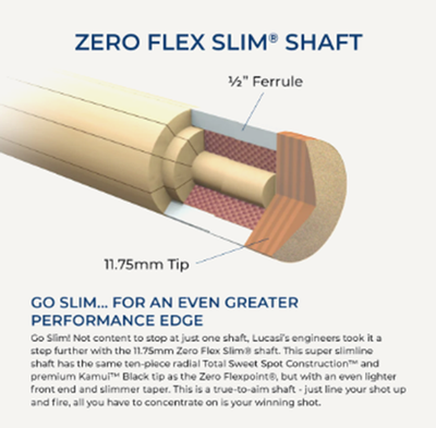 Lucasi LUX 52 Pool Cue 19oz 11.75mm Zero Flex Slim Shaft | eBay