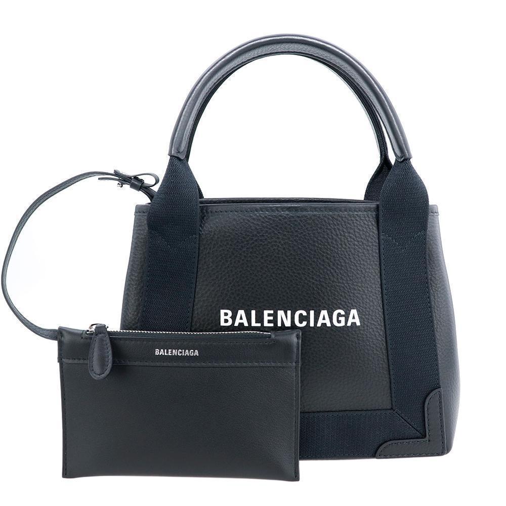 Balenciaga Shoulder Bag Leather Genuine Navy Cabas Xs Black Tote