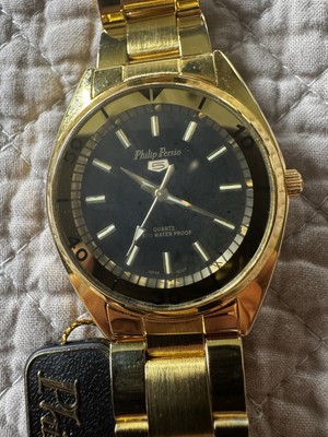 NOS Philip Persio 5 Watch Mens Stainless Steel Gold Tone Quartz NO