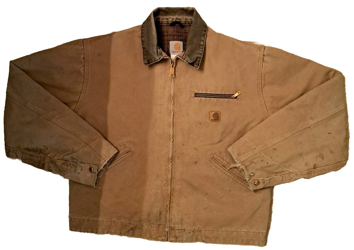 VTG Carhartt Jacket Detroit J97 SDL Camel Brown Blanket Plaid