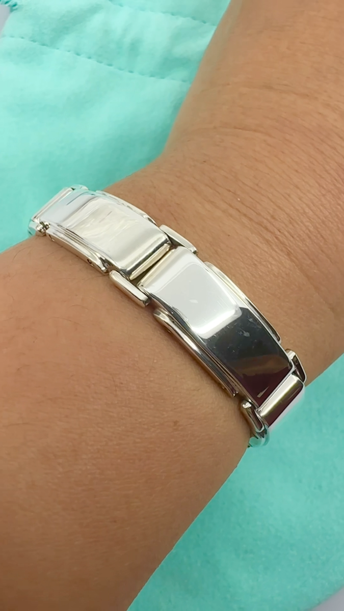 Tiffany & Co. 925 Silver Metropolis Bar Link Wide Band 9