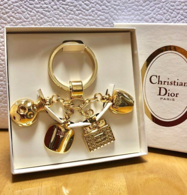 Christian Dior Novelty Gold Perfume motif Key holder Key Ring wz