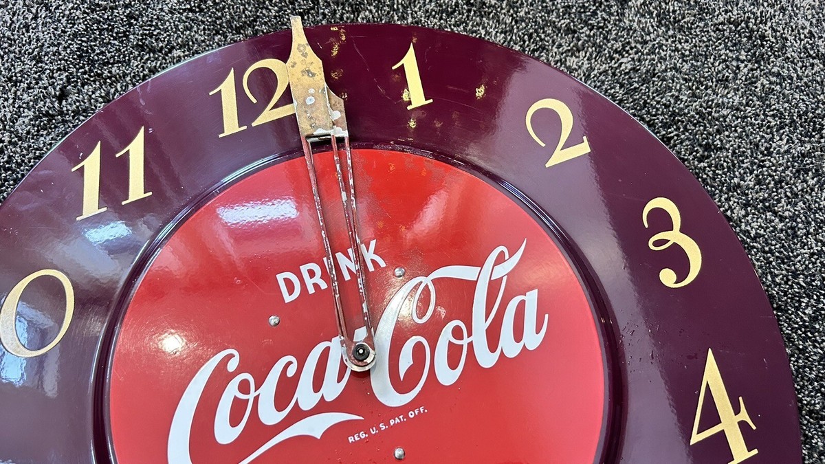 Original 1950's DRINK COCA COLA Clock GE Telechron Coke 18