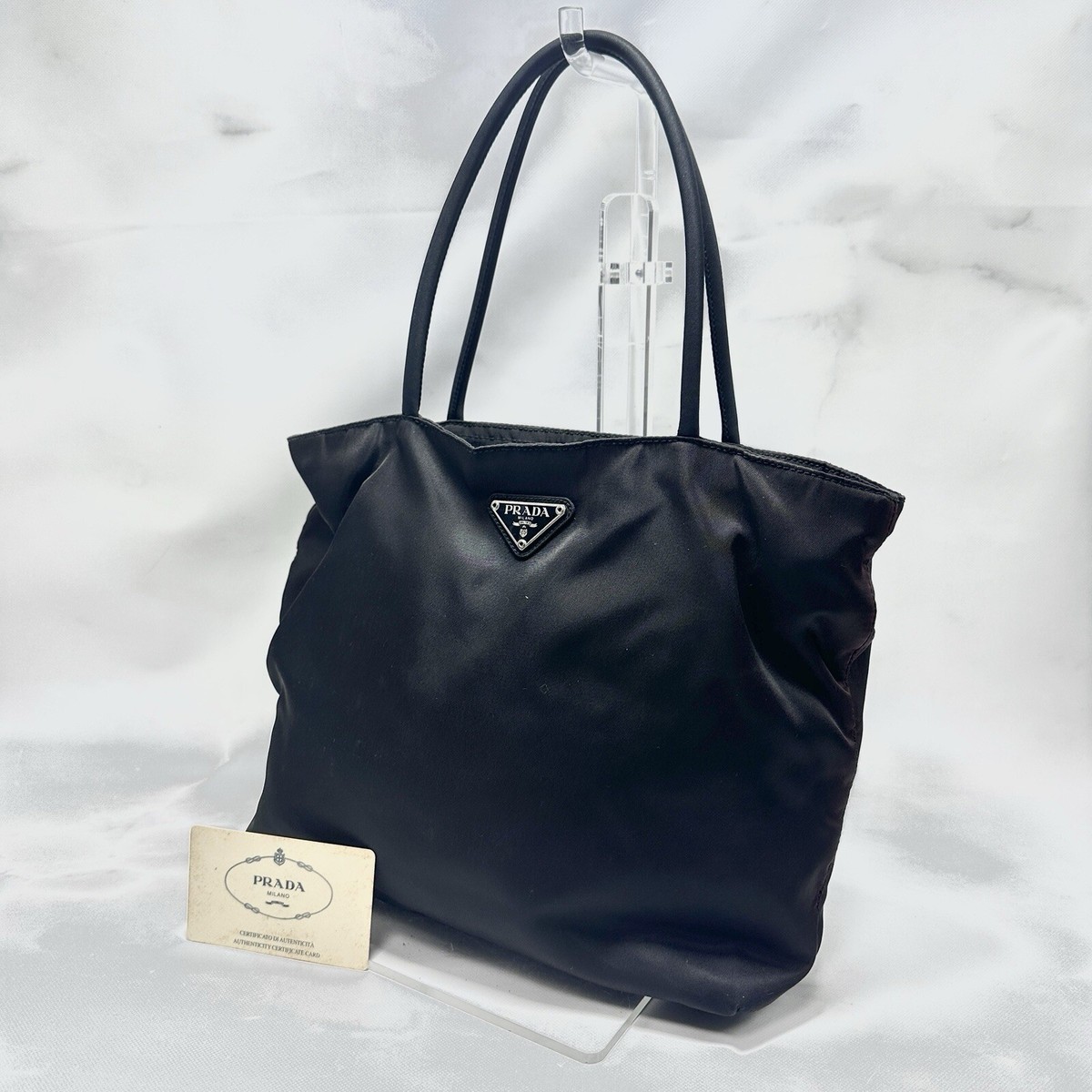 PRADA Tessuto CITY Handbag Tote Black Nylon Authentic | eBay