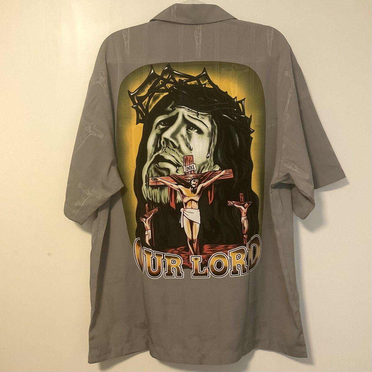 Vintage CRUIZIN LOW JESUS CHRIST Button Up ON CROSS XL Shirt