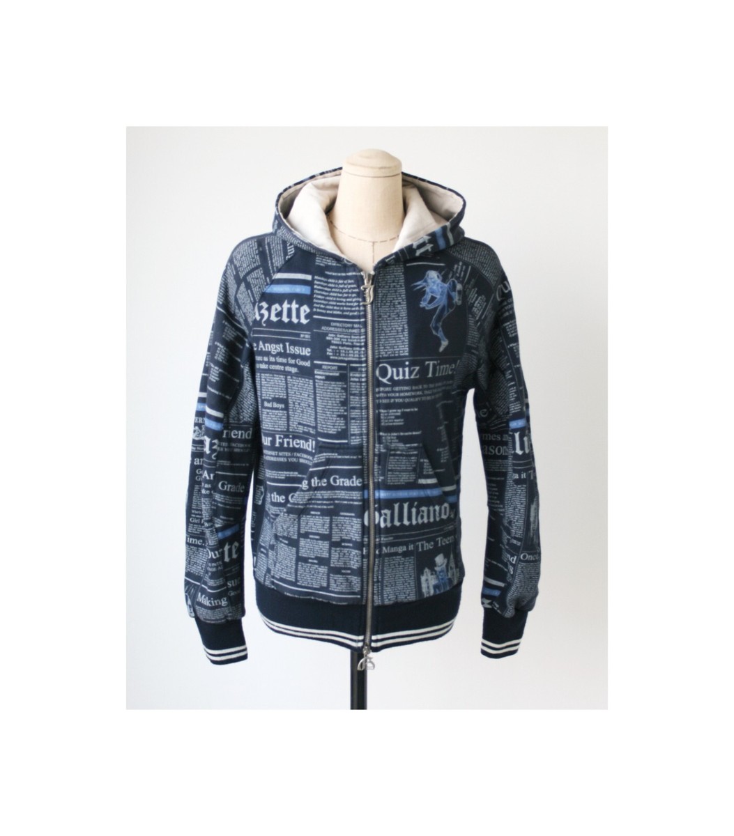 John Galliano Cotton News Paper hoodie Zip up Jacket | eBay