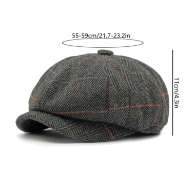 2023秋冬季新款八角帽男士英伦复古报童帽经典格纹司机帽画家帽女| eBay