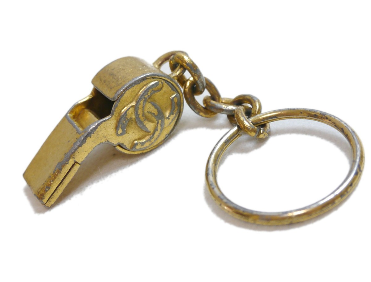 Authentic CHANEL Whistle key ring vintage Metallic #6302 | eBay