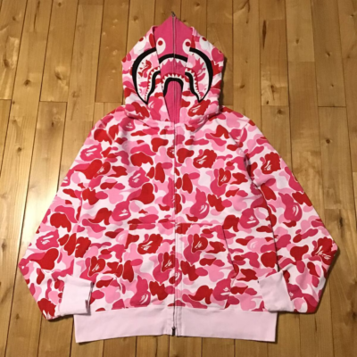 2XL BAPE Double Shark full zip hoodie ABC camo Pink A Bathing Ape