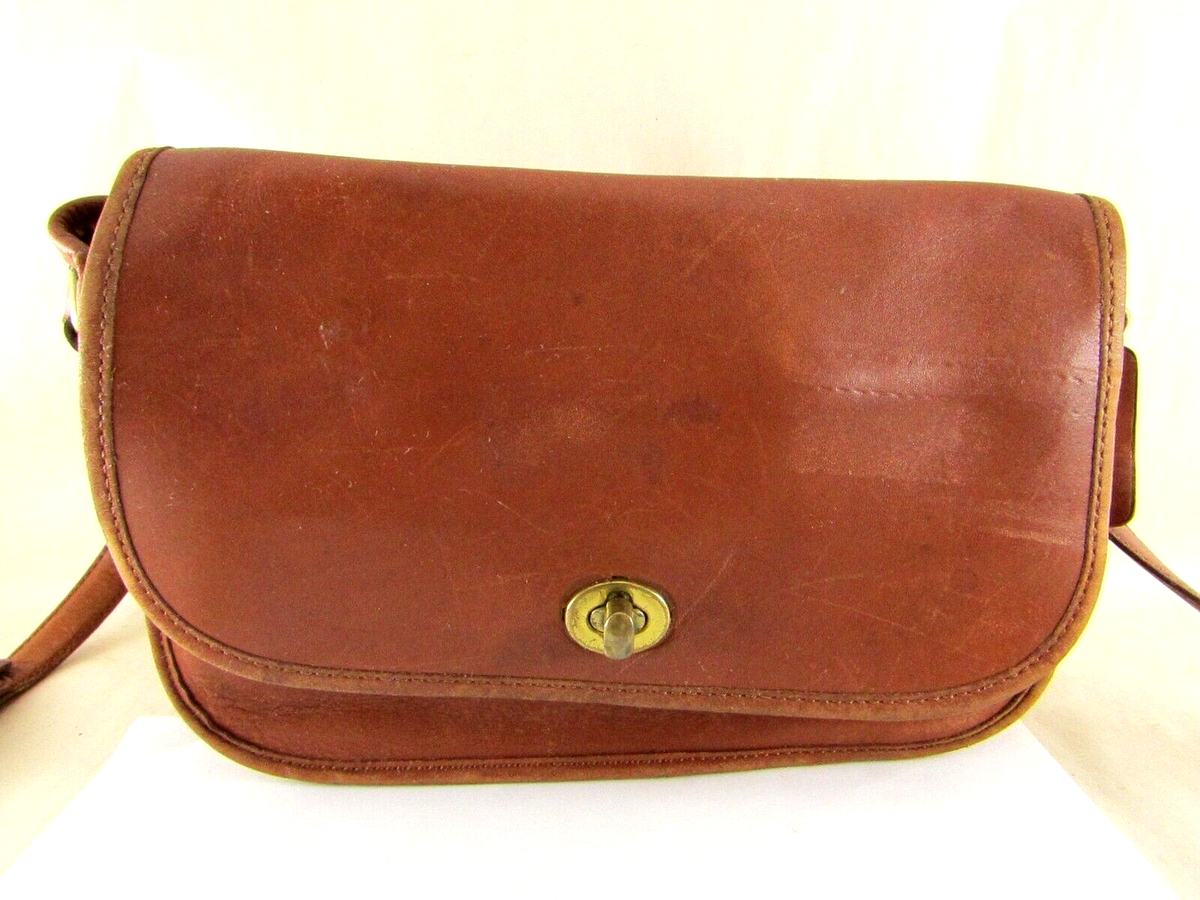 Vintage Coach Brown Leather Messenger Bag | eBay