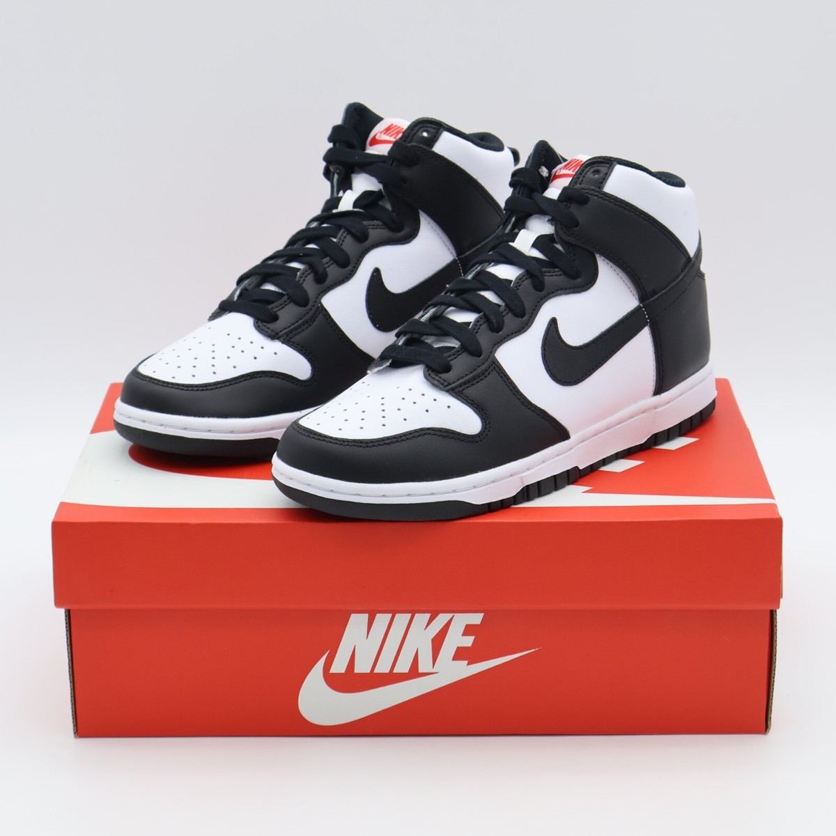 DD1869-103 Nike Dunk High Panda Black White University Red