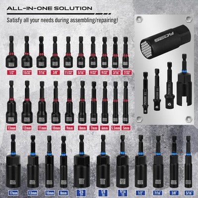 80-Piece Premium Magnetic Impact Nut Driver Set Metric & SAE with