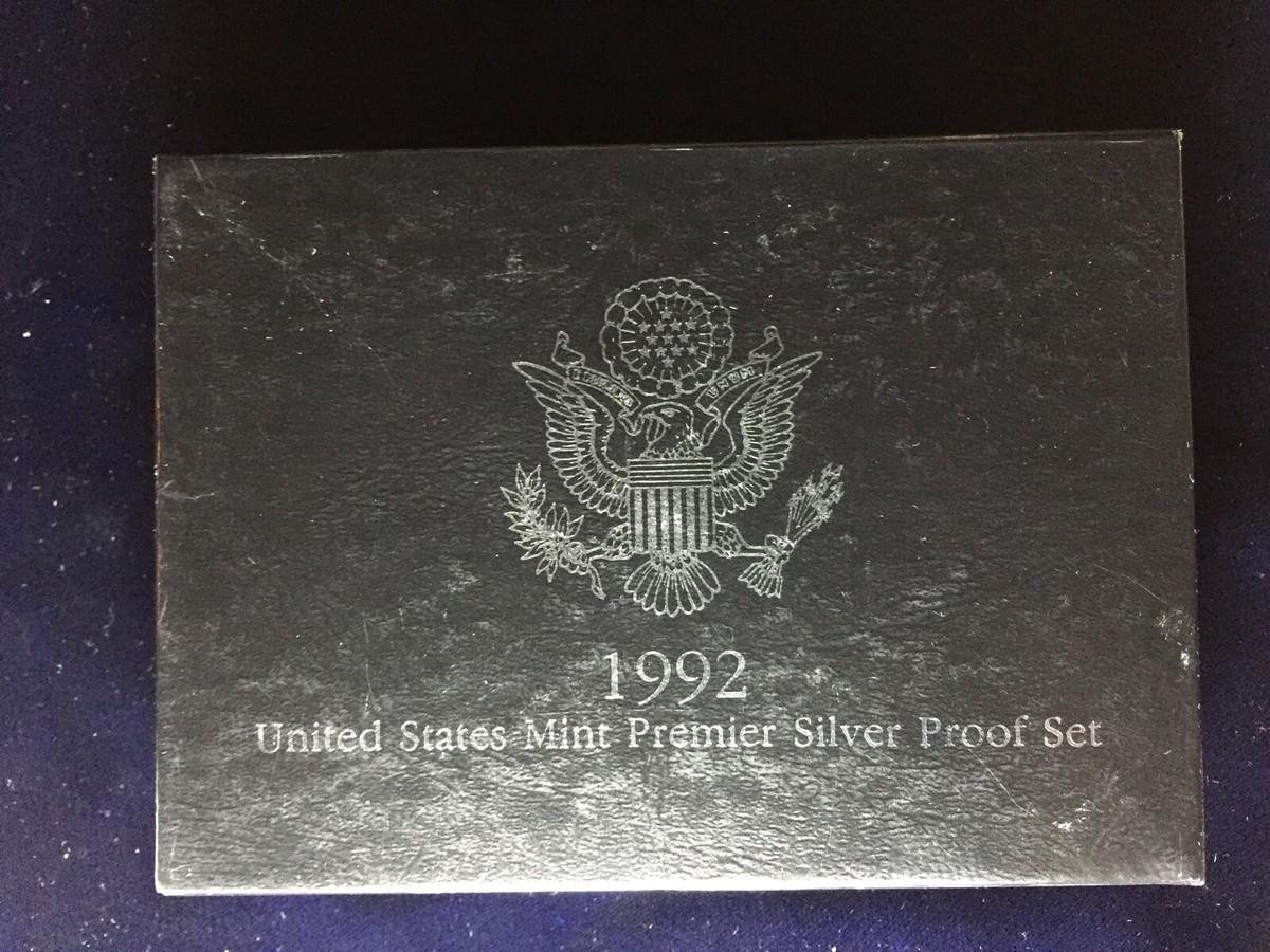 1992 US Mint Premier Silver Proof Set 5 Piece Silver Set Box & COA