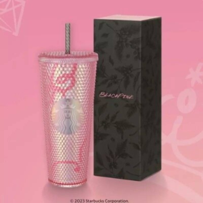 BLACKPINK Starbucks Tumbler Pink Bling 24 oz Straw Cold Cup from