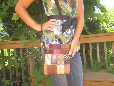 Authentic Coach Leather/Signature Patch Work Swing Pack / Cross