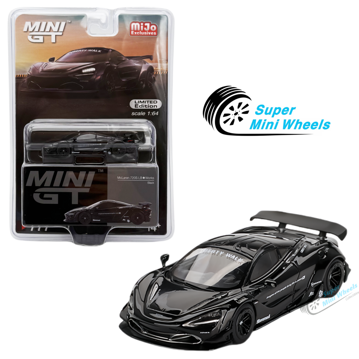 Mini GT 1:64 McLaren 720S LB Works Black #777 | eBay