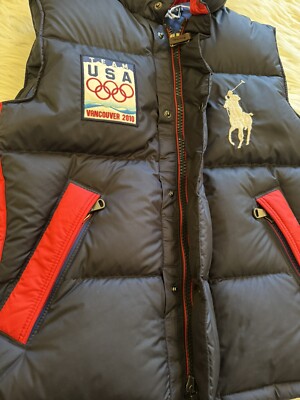Ralph Lauren New Team USA Olympic Puffer Vest Vancouver 2010 Vtg