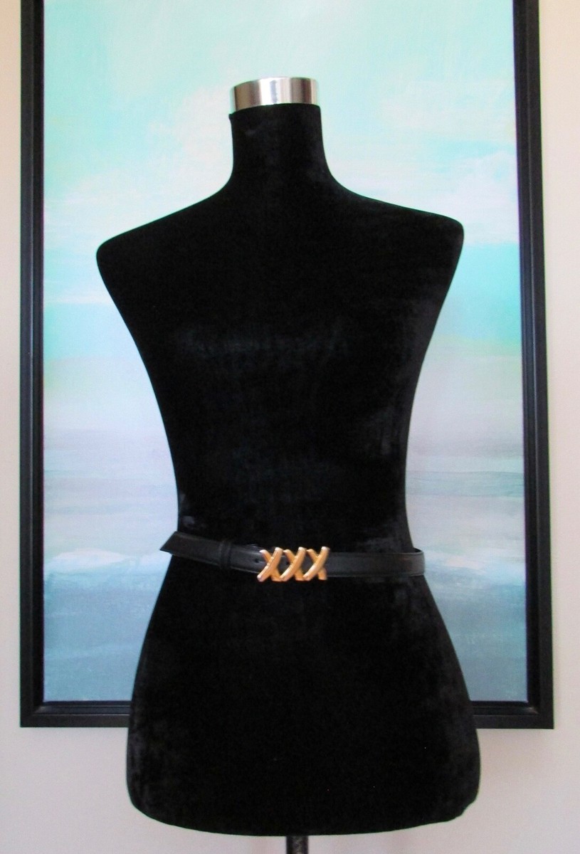 VTG 80's Paloma Picasso Black Leather Gold 