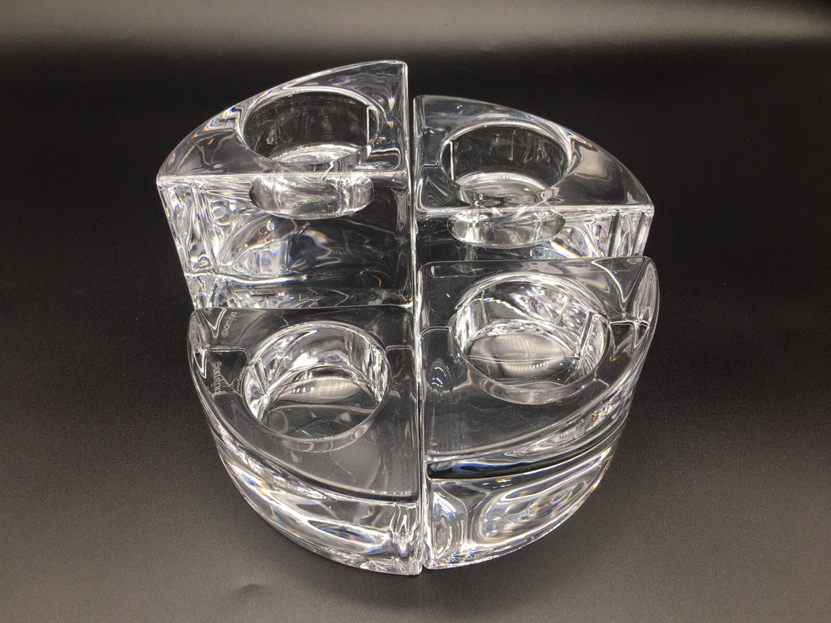 Orrefors Sweden Quartet Crystal Votive Candle Holders 4 Piece Set