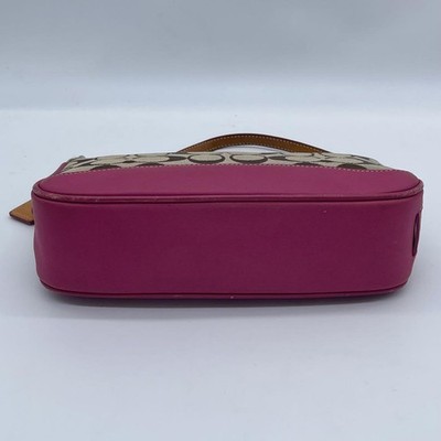 Shoulder Bag COACH Signature Pink Beige Mini Accessory Pouch