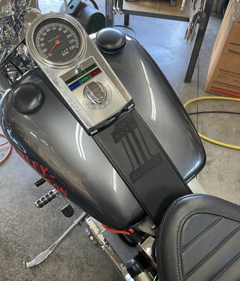 Black Leather Gas Tank Panel Bib Retro Number One Harley Davidson