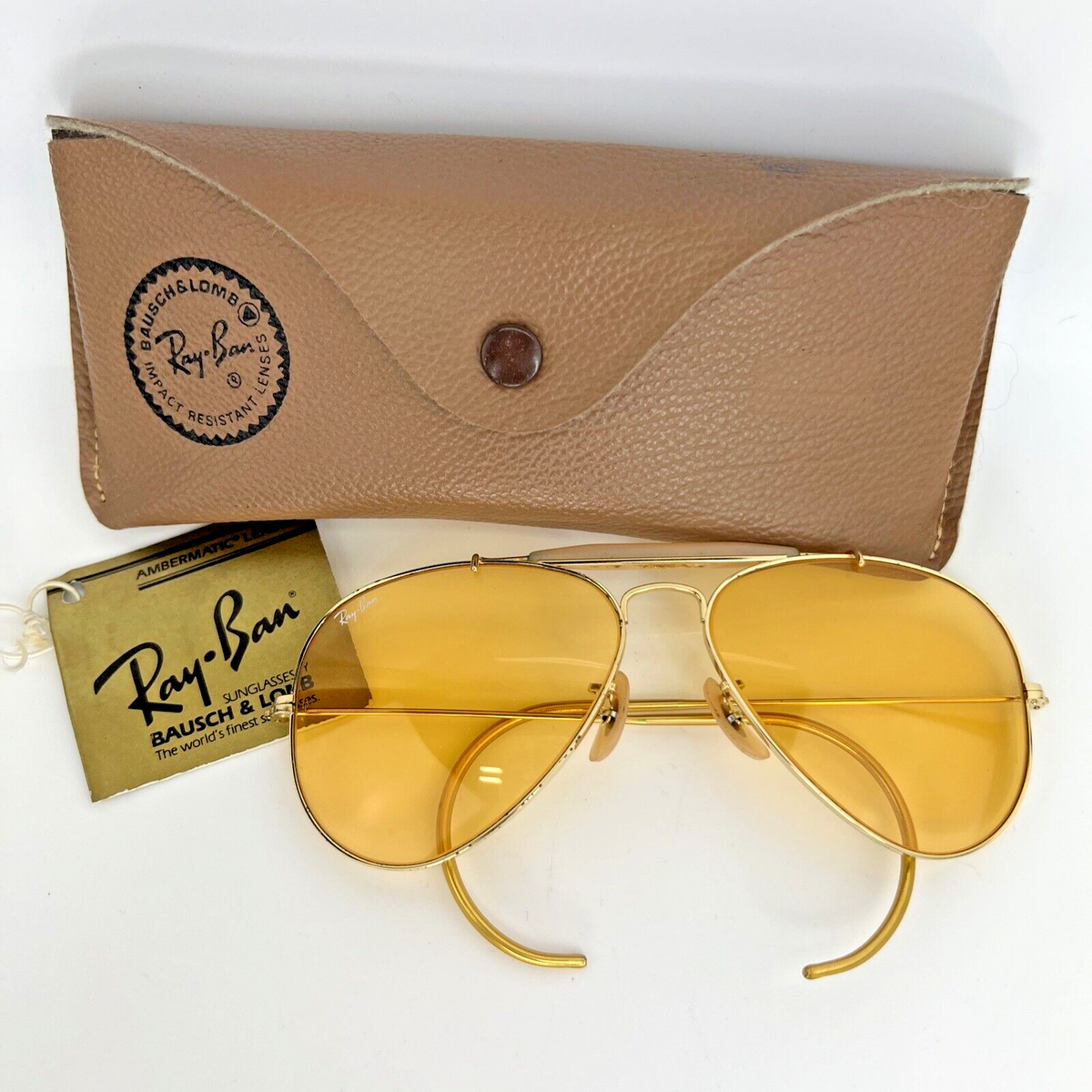 Vintage B&L RAY BAN USA Outdoorsman AMBERMATIC 58MM All-Weather